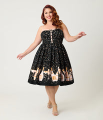 Unique Vintage Plus Size Black Champagne Celebration Swing Dress - Unique Vintage - Womens, DRESSES, SWING