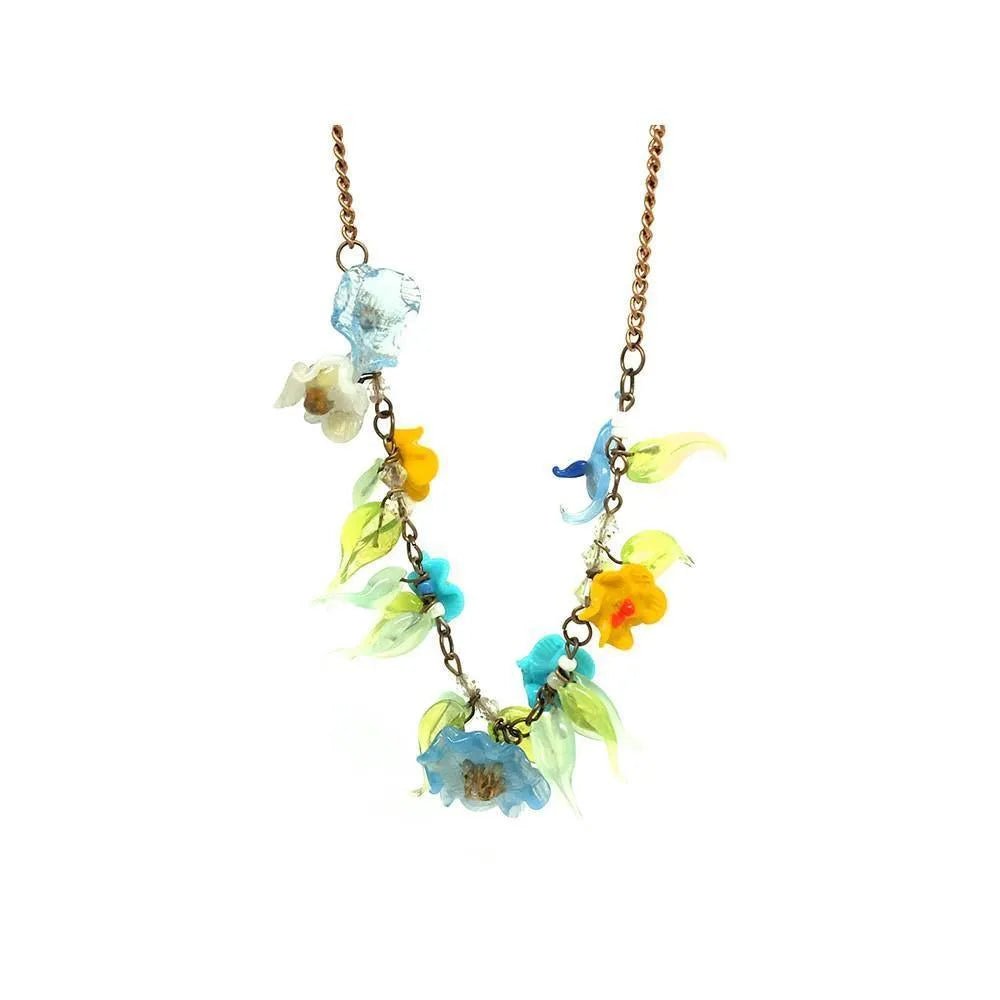 Vintage 1930s Venetian Murano Glass Flower Necklace